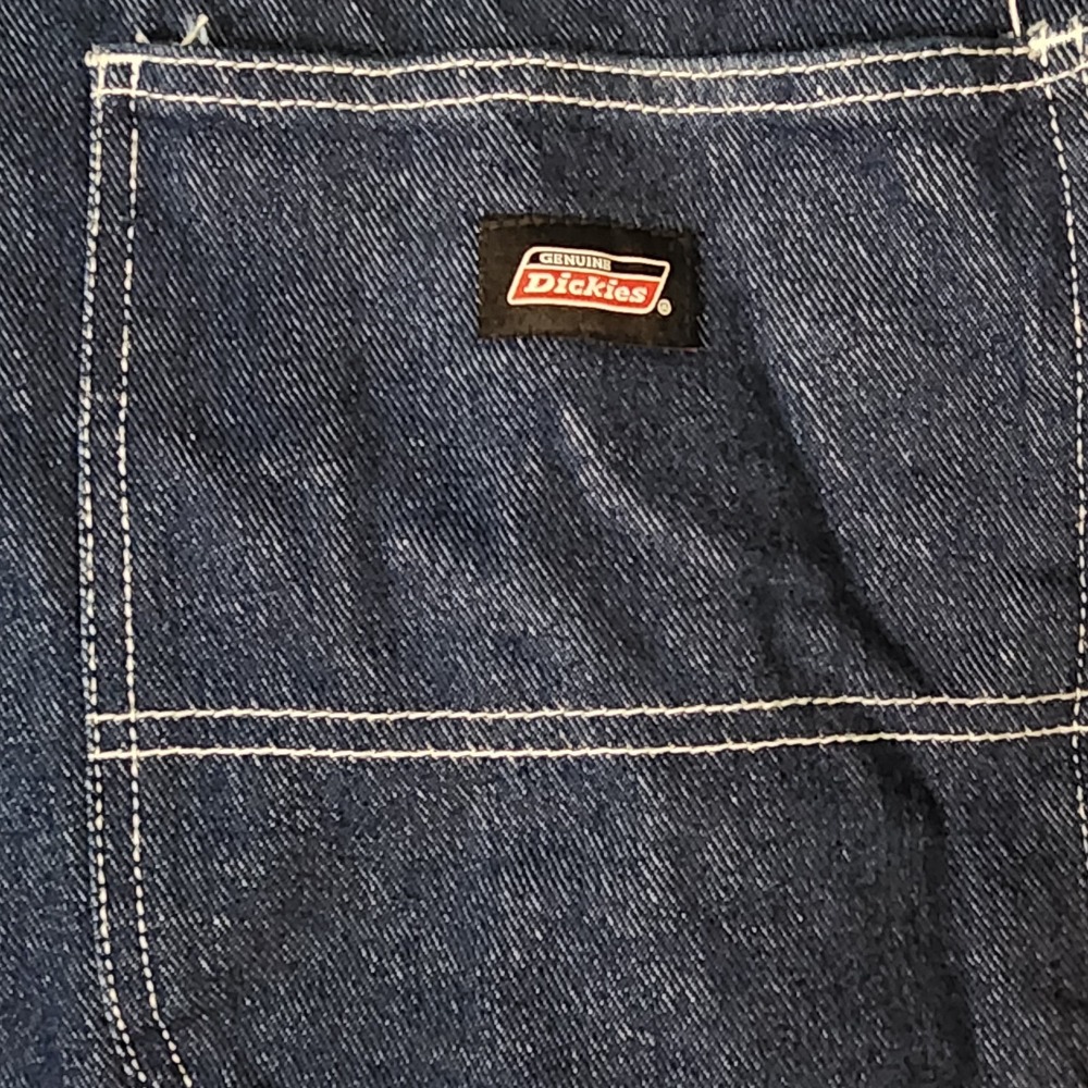 Dickies Mens Denim Overalls Bib Blue Dark Wash XL‎ Cotton Adjustable Work - Picture 6 of 8